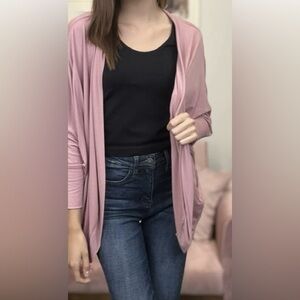 Zenana Drape Me In Goodness Cocoon rose  pocket Cardigan medium & 3x available